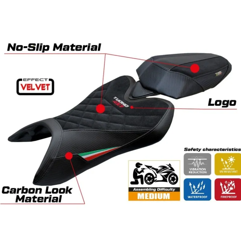 Rivestimento sella compatibile - Aprilia Tuono 457 2025 - mod Vignesh Velvet Special Edition