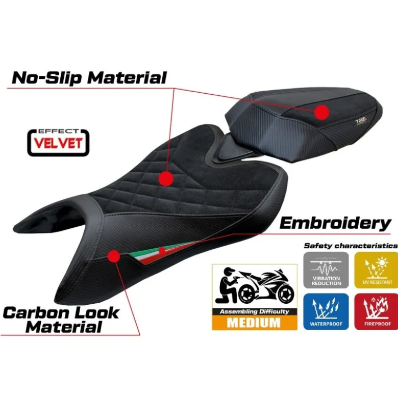 Rivestimento sella compatibile - Aprilia Tuono 457 2025 - mod Vignesh Velvet Special Edition