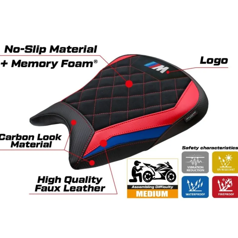 Rivestimento sella compatibile - BMW M 1000 RR 2023-2025 - mod Melk Velvet Comfort System