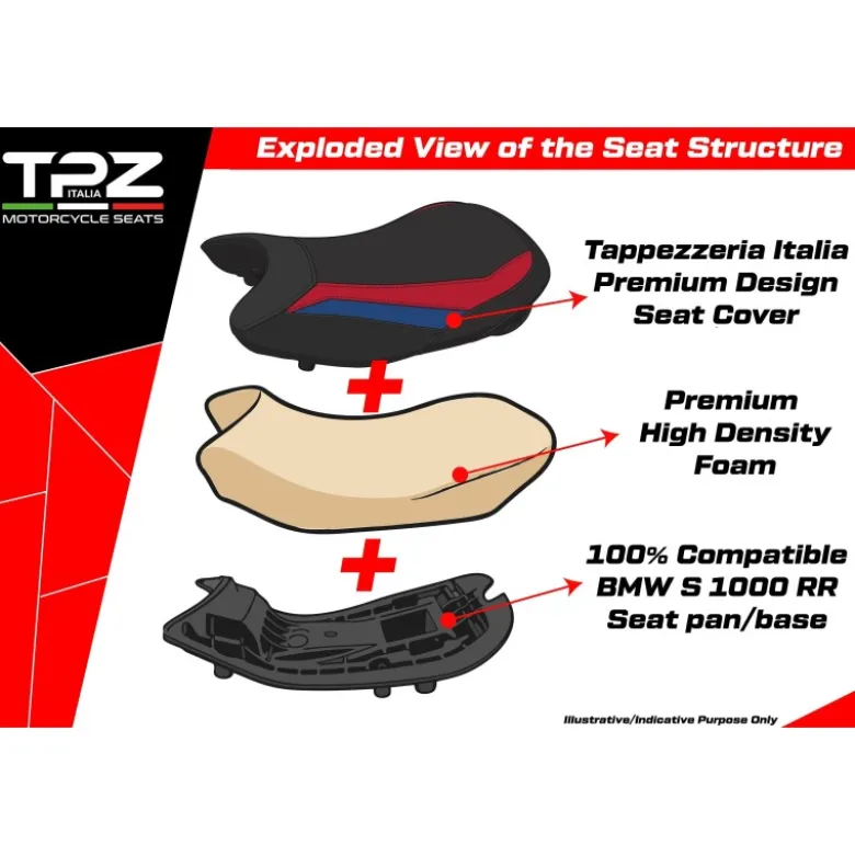 Sella completa compatibile - BMW S 1000 RR 2019-2025 - mod Varel Ultragrip - Ribassata