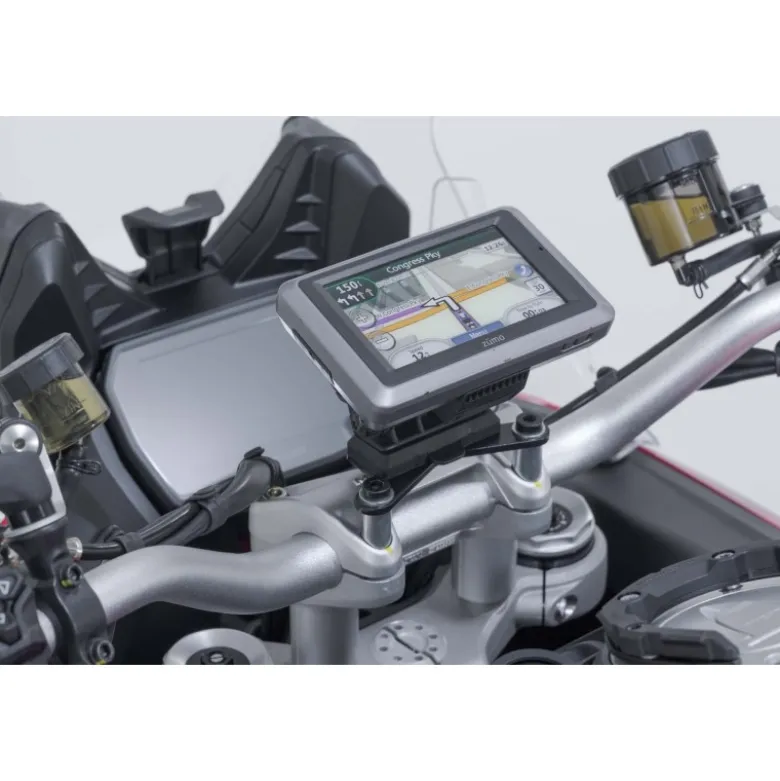 Supporto navigatore per manubrio Sw-Motech Nero. Ducati Multistrada V4 (20-), V2 (24-).