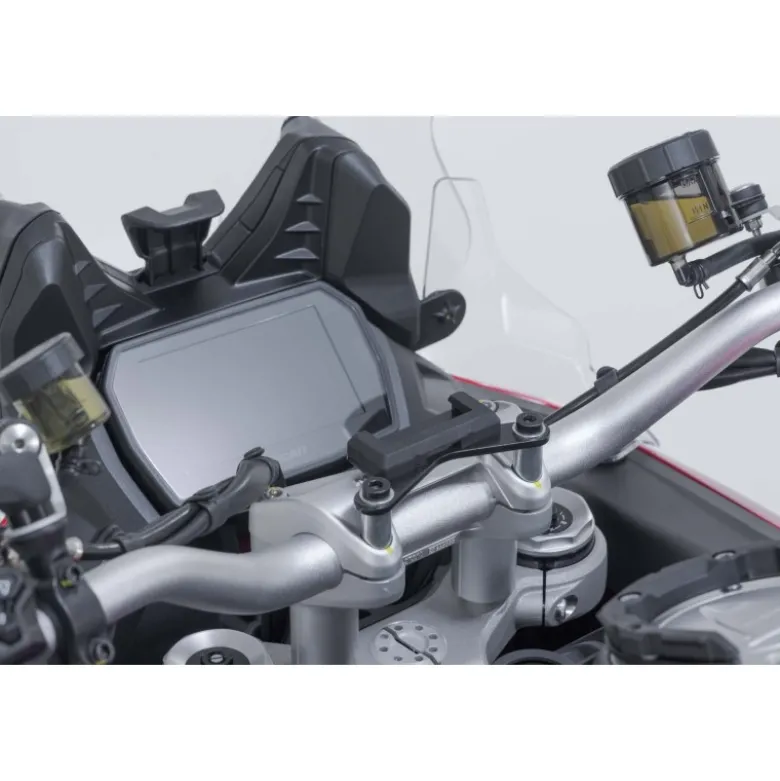 Supporto navigatore per manubrio Sw-Motech Nero. Ducati Multistrada V4 (20-), V2 (24-).