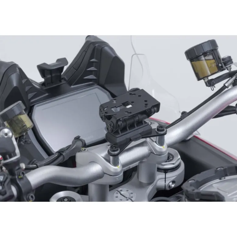 Supporto navigatore per manubrio Sw-Motech Nero. Ducati Multistrada V4 (20-), V2 (24-).