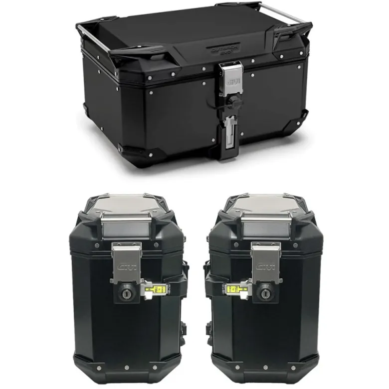 Tris Valigie Givi Trekker Outback Evo OBKE58B con Coppia Valigie Givi OBKE37BPACK2