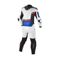 Tuta Divisa In Pelle Macna Armadyl Bianco Rosso Blu