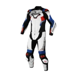 Tuta Divisa In Pelle Macna Armadyl Bianco Rosso Blu