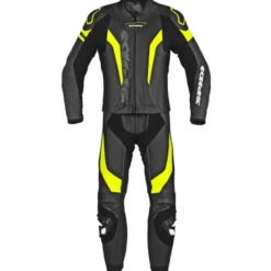 Tuta Divisa In Pelle Spidi Laser Touring Nero Giallo Fluo
