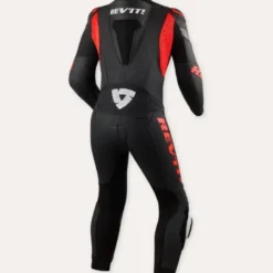 Tuta Intera In Pelle Revit Argon 3 Nero Neon Rosso