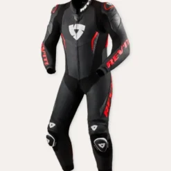 Tuta Intera In Pelle Revit Argon 3 Nero Neon Rosso