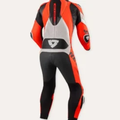 Tuta Intera In Pelle Revit Hyperspeed 3 Grigio Chiaro Neon Rosso