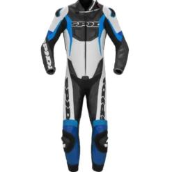Tuta Intera In Pelle Spidi Sport Warrior Perforated Pro Bianco Blu
