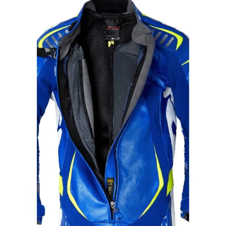 Tuta Intera In Pelle Spidi Track Wind Replica Evo Blu Giallo